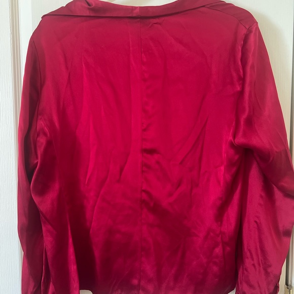 Ruby red silk button down blouse, NWOT, Talbot's - Picture 7 of 8